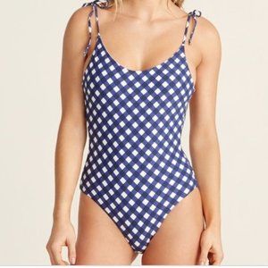 NWT Onia Blue Gingham Print Ginny One Piece Swimsuit